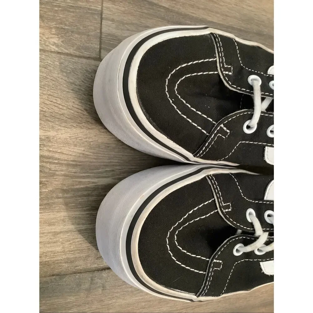 Vans Unisex M7.5 W9 Black White Sk8-Hi Tapered Platform Shoes Streetwear P8-8